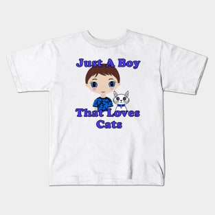 Just A Boy Who Loves Cats Kids T-Shirt